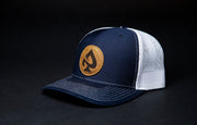 Navy Leather Patch Trucker Hat